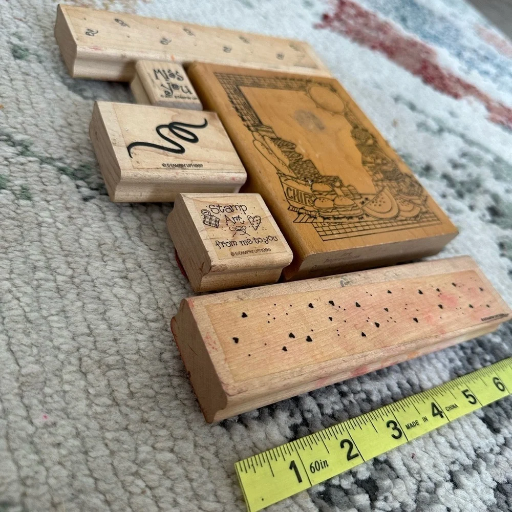 Vintage Wooden Rubber Stamps lot of 6